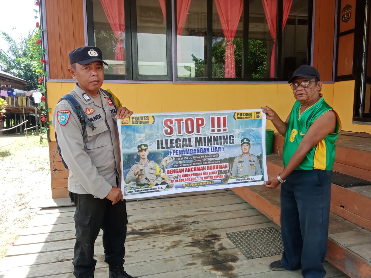 Bhabinkamtibmas Rantau Bangkiang Sosialisasi tentang larangan Ilegal Mining.