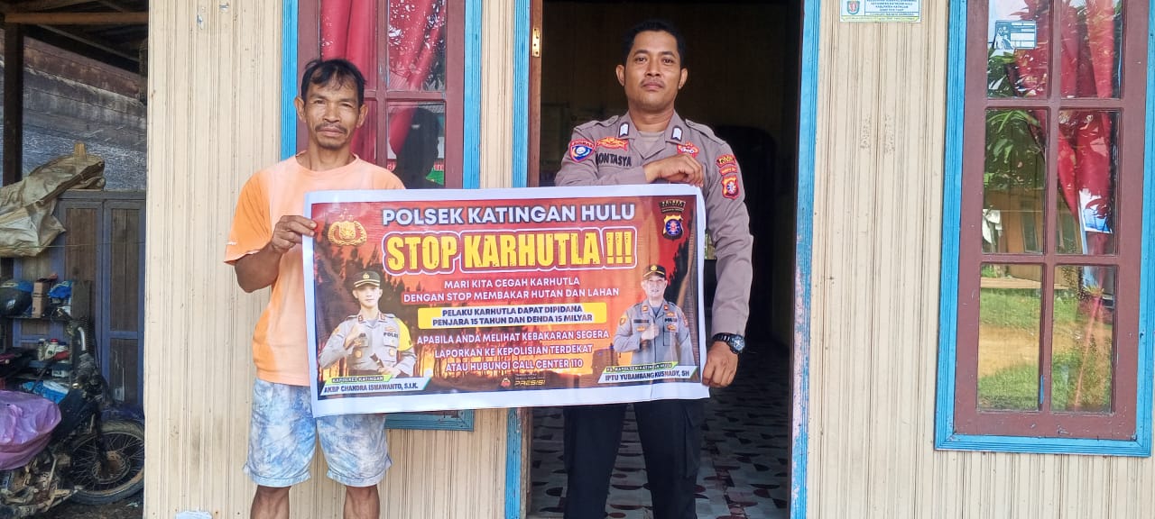 Upaya Pencegahan Kebakaran Hutan dan Lahan di Kecamatan Katingan Hulu dan Bukit Raya, Bhabinkamtibmas sosialisasi kepada masyarakat.