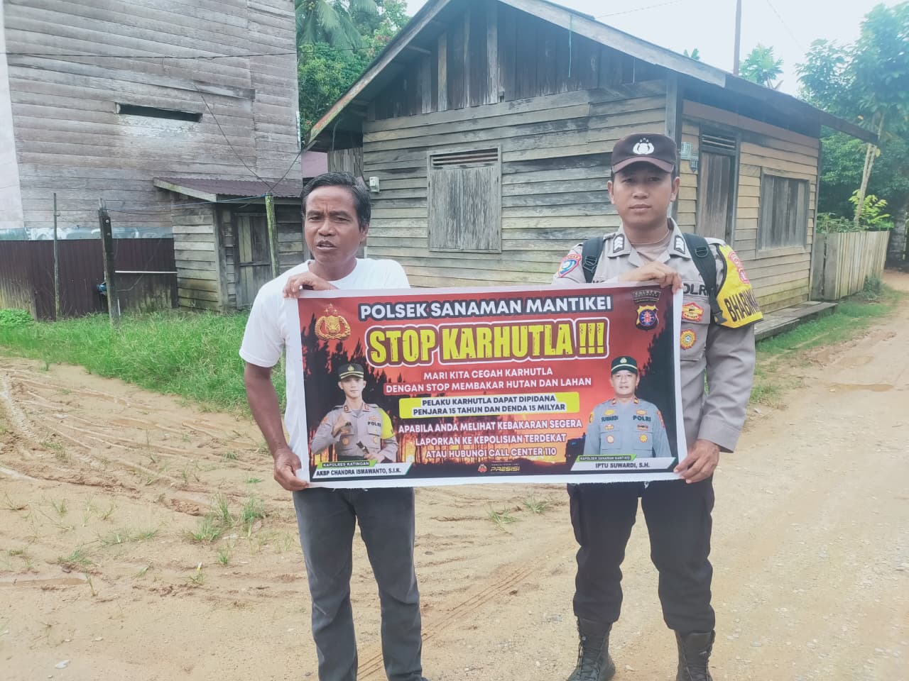 Bhabinkamtibmas Desa Tumbang Kaman Sosialisasi imbauan tentang Karhutla