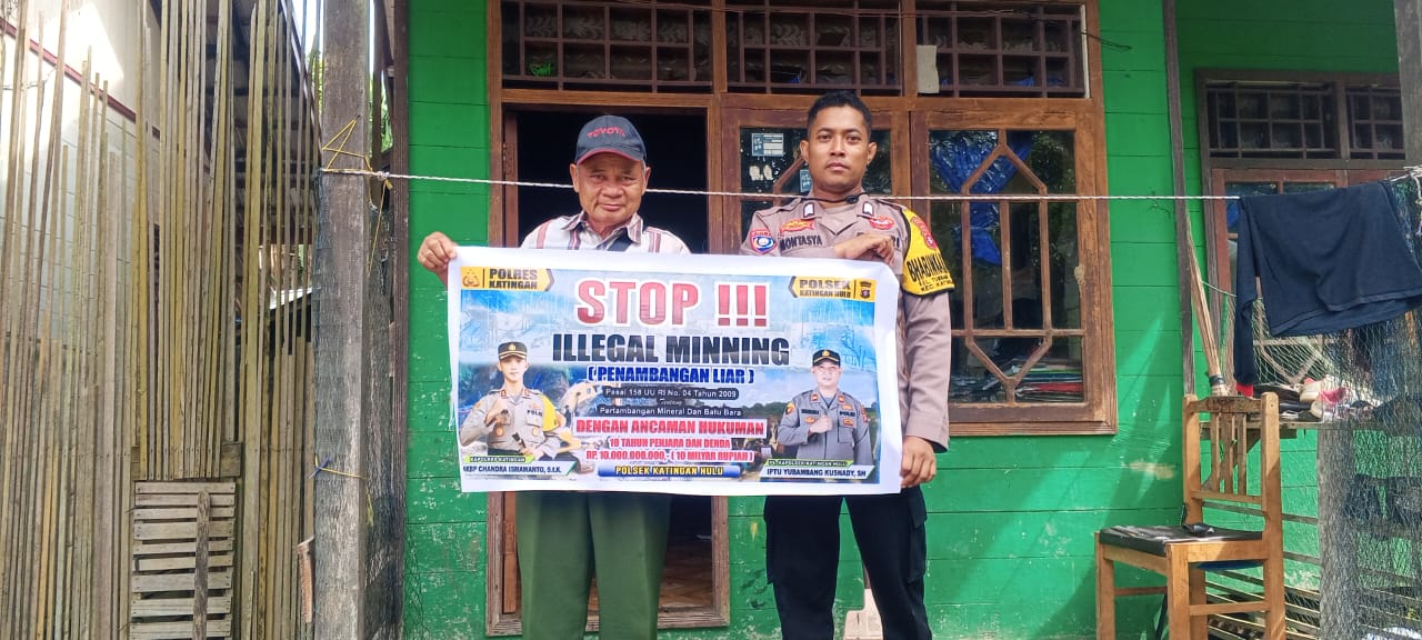 Upaya pencegahan Penambangan Emas Tanpa Ijin (PETI) di Kecamatan Katingan Hulu, Bhabinkamtibmas sosialisasi kepada masyarakat.
