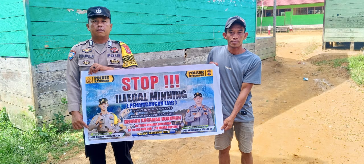 ‎Upaya pencegahan Penambangan Emas Tanpa Ijin (PETI) di Kecamatan Katingan Hulu dan Bukit Raya, Bhabinkamtibmas sosialisasi kepada masyarakat.