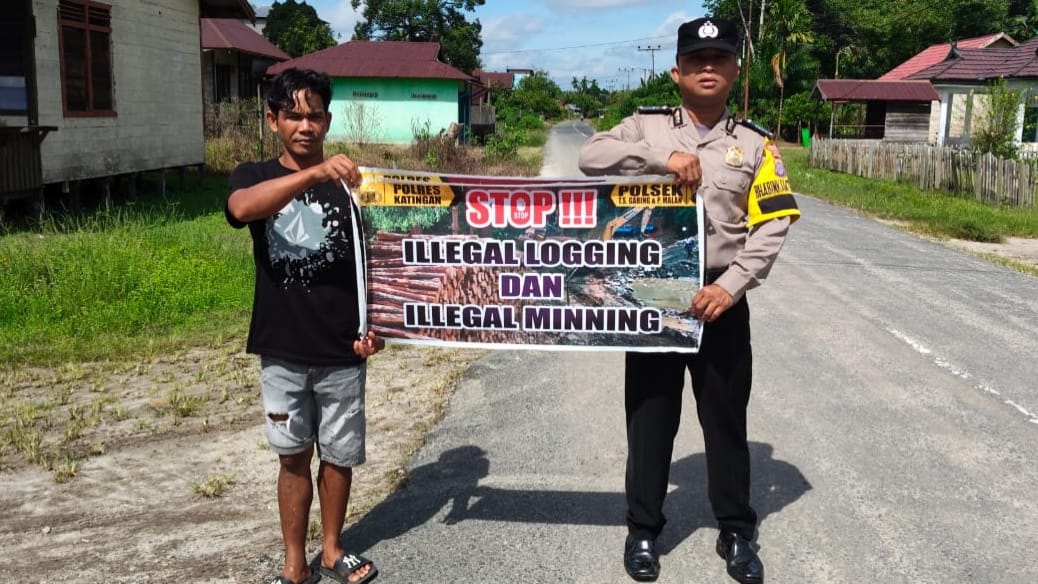 Cegah Kerusakan Lingkungan Polsek Tewang Sangalang Garing dan Pulau Malan Sampaikan Imbauan Ilegal Logging Ilegal Minning
