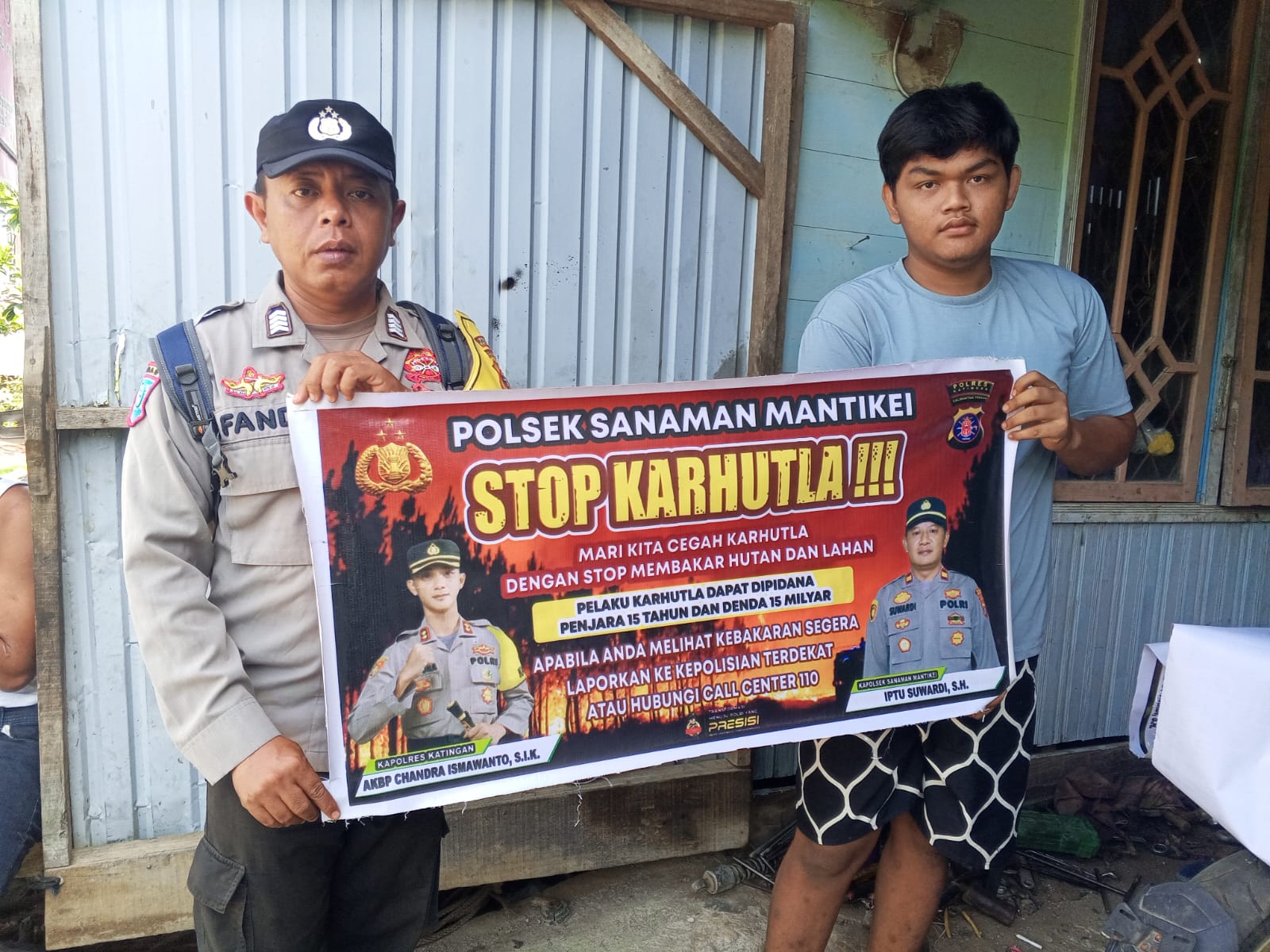 Cegah Kebakaran Hutan dan Lahan Bhabinkambtibmas Polsek Sanaman Mantikei Sosialisasi Karhutla