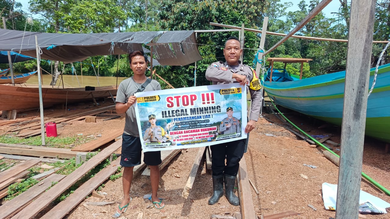 ‎Bhabinkamtibmas Kec. Katingan Hulu dan Bukit Raya Sosialisasi tentang larangan Ilegal Mining.