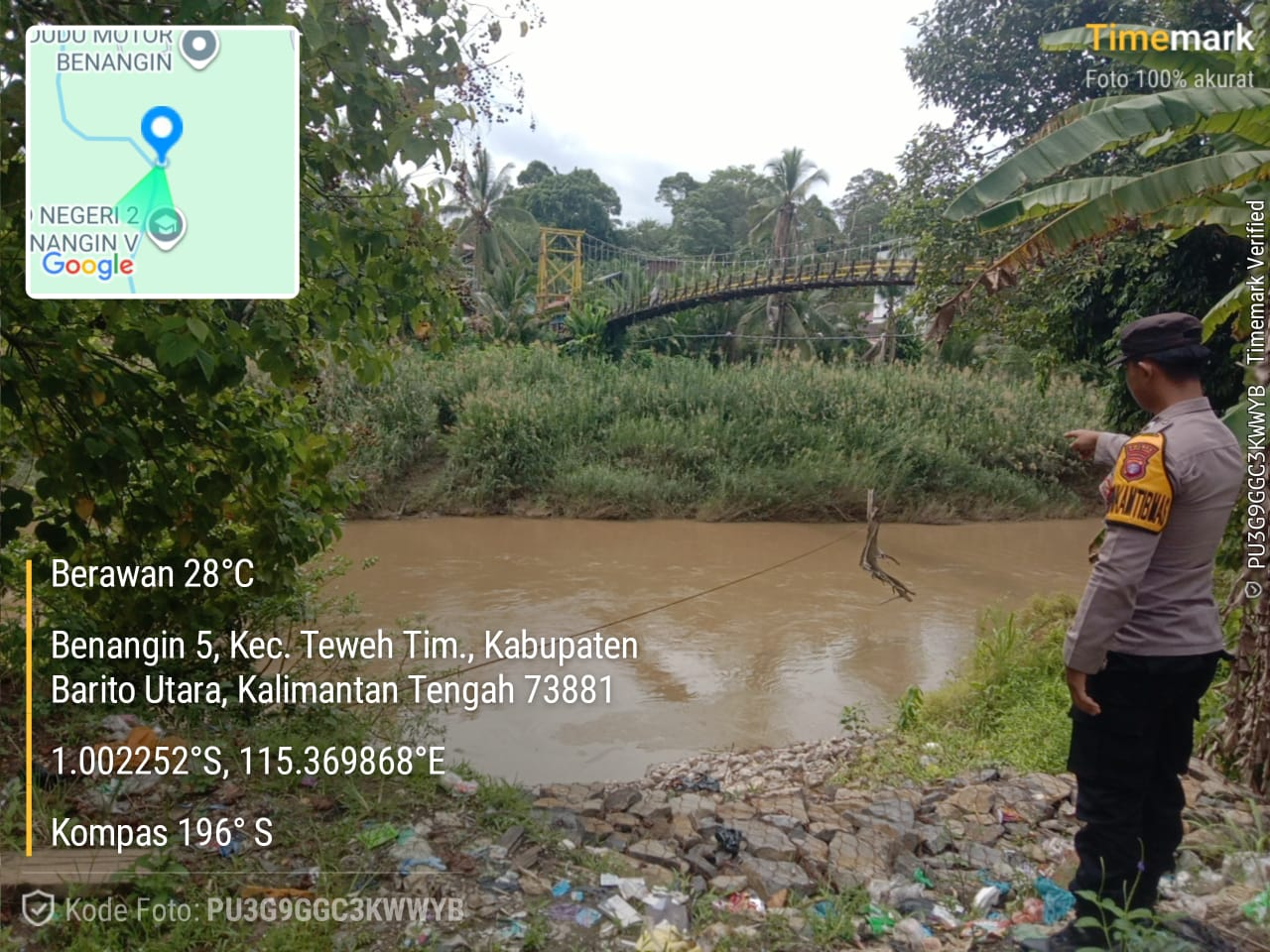 Polsek Teweh Timur Lakukan Monitoring Debit Air Sungai Benangin, Warga Diminta Tingkatkan Kewaspadaan