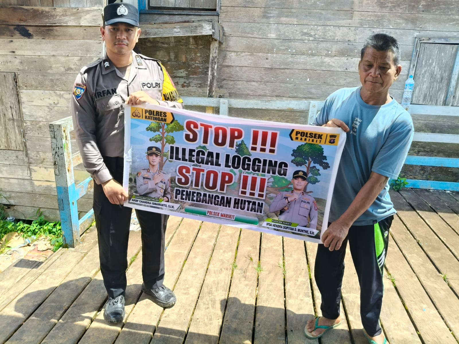 Piket dan Bhabinkamtibmas Sosialisasi Ilegal Logging kepada Masyarakat cegah penebangan Liar diwilayah Kec.Marikit, Kab. Katingan