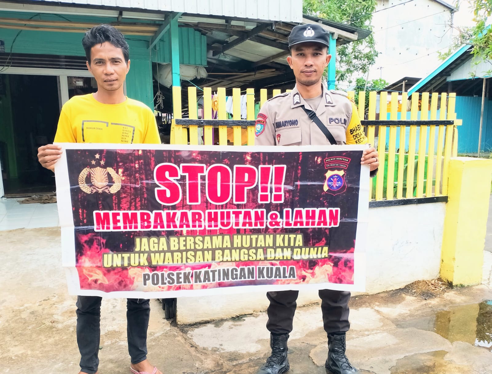 Cegah Kejahatan Terhadap Lingkungan, Bhabinkamtibmas Polsek Katingan Kuala Himbau Masyarakat Untuk Tidak Membakar Hutan dan Lahan