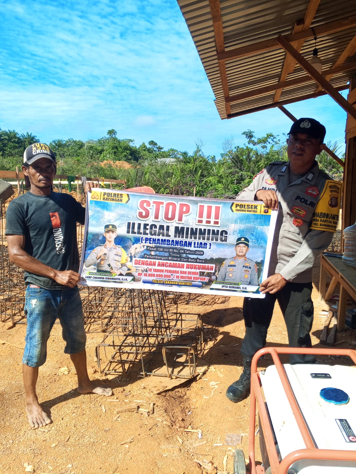 Bhabinkamtibmas Rantau Bangkiang Sosialisasi tentang larangan Ilegal Mining.