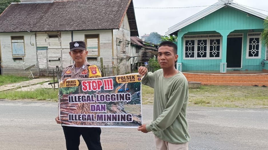 Cegah Kerusakan Lingkungan Polsek Tewang Sangalang Garing dan Pulau Malan Sampaikan Imbauan Ilegal Logging Ilegal Minning