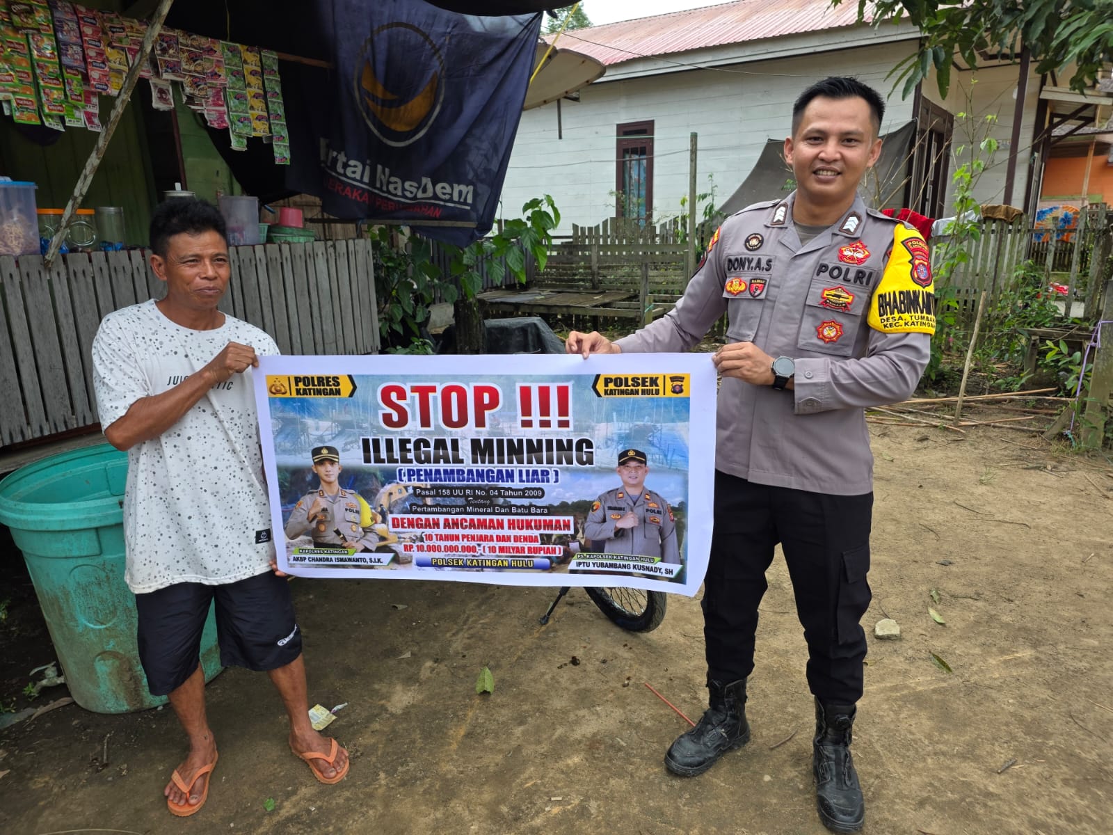 Bhabinkamtibmas Kec. Katingan Hulu dan Bukit Raya Sosialisasi tentang larangan Ilegal Mining.