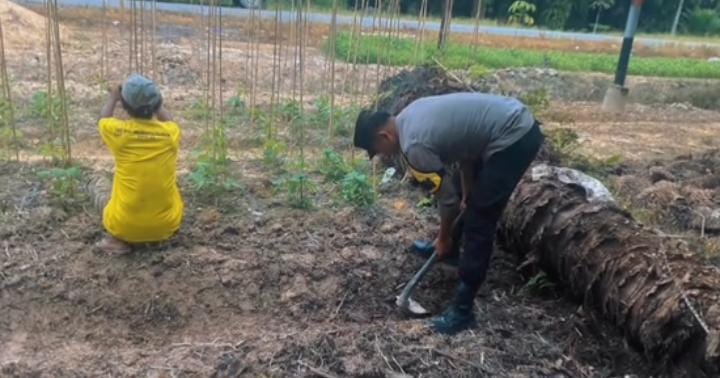 Bhabinkamtibmas Polsek Sematu Jaya Sambang ke masyarakat Terkait Ketahanan Pangan