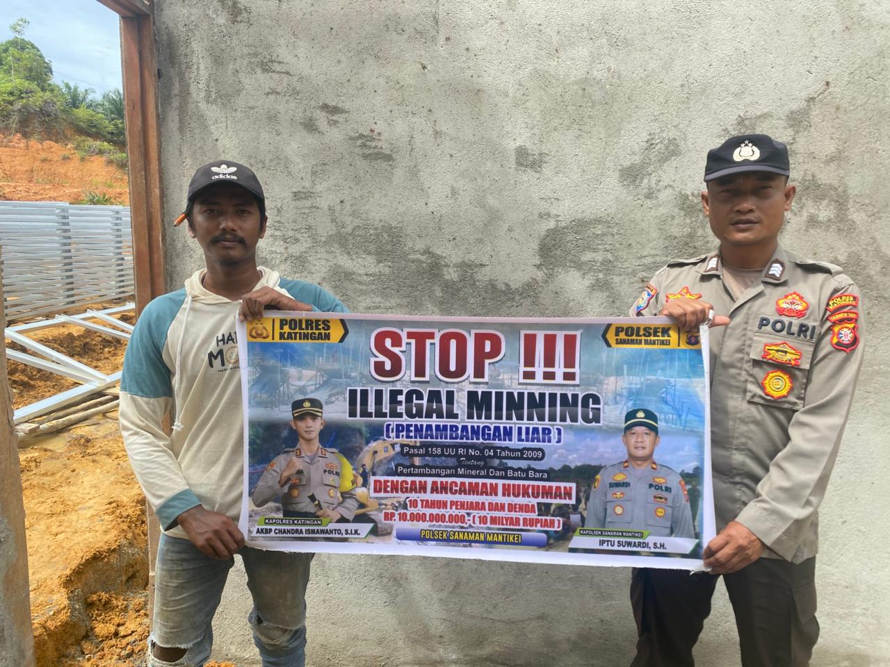 Bhabinkamtibmas Desa kamanto Sosialisasi tentang larangan Illegal Mining.