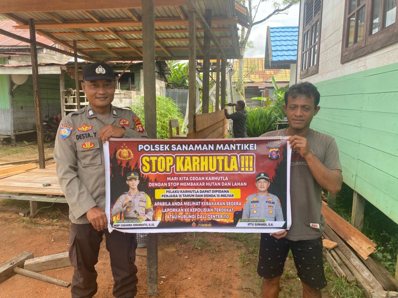 Bhabinkamtibmas Desa kamanto Sosialisasi imbauan tentang Karhutla