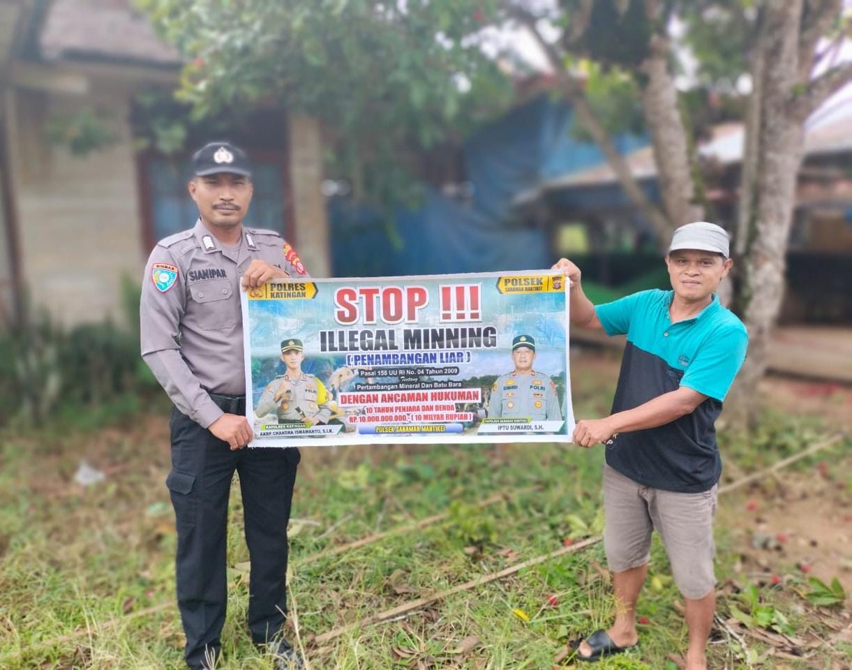 Bhabinkamtibmas Desa Tumbang Jala Sosialisasi tentang larangan Illegal Mining.