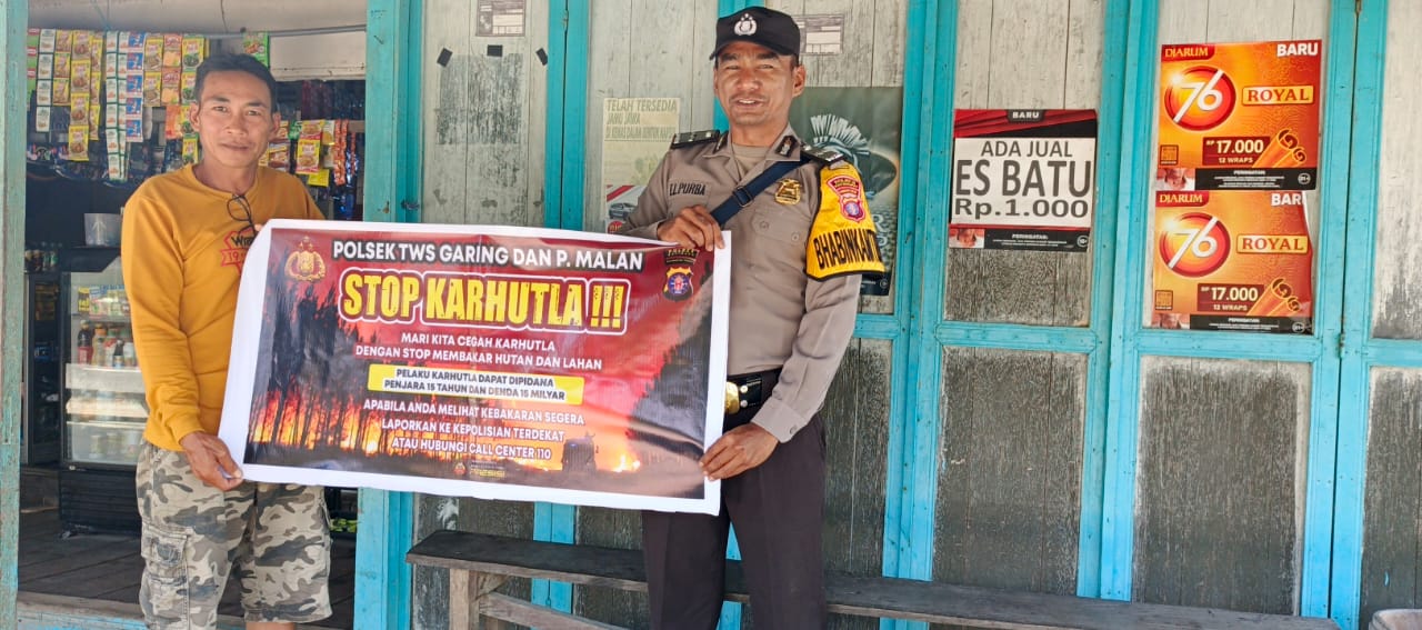 ‎Ciptakan lingkungan sehat Polsek Tws Garing dan Pulau Malan sosialisasi Stop Karhutla.