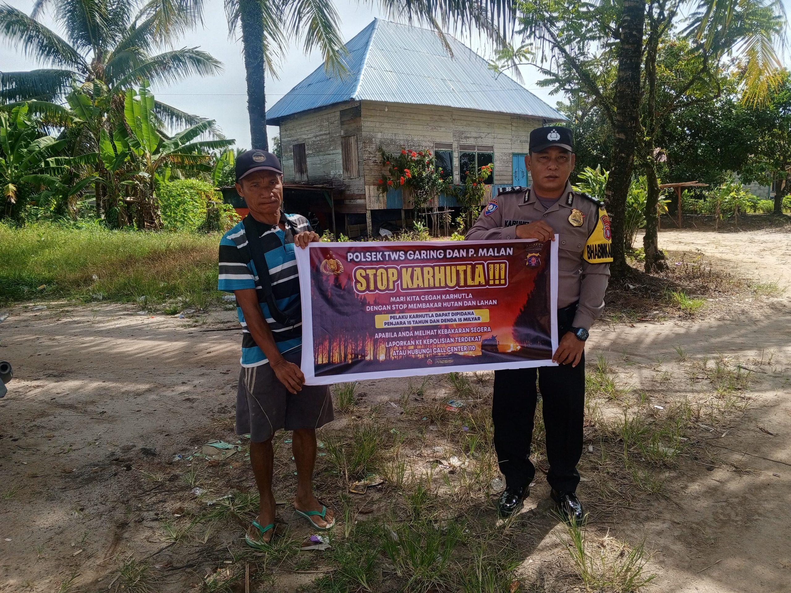 Ciptakan lingkungan sehat Polsek Tws Garing dan Pulau Malan sosialisasi Stop Karhutla.