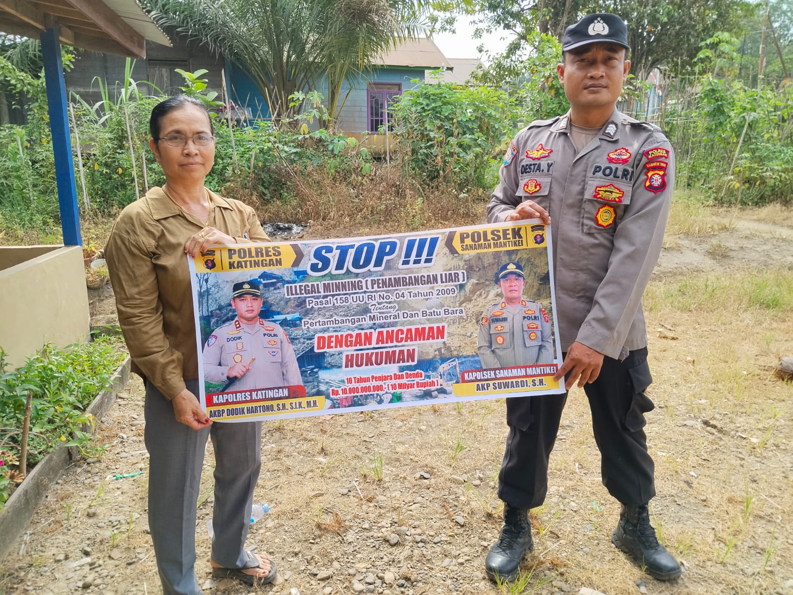 Bhabinkamtibmas Desa kamanto Sosialisasi tentang larangan Illegal Mining.