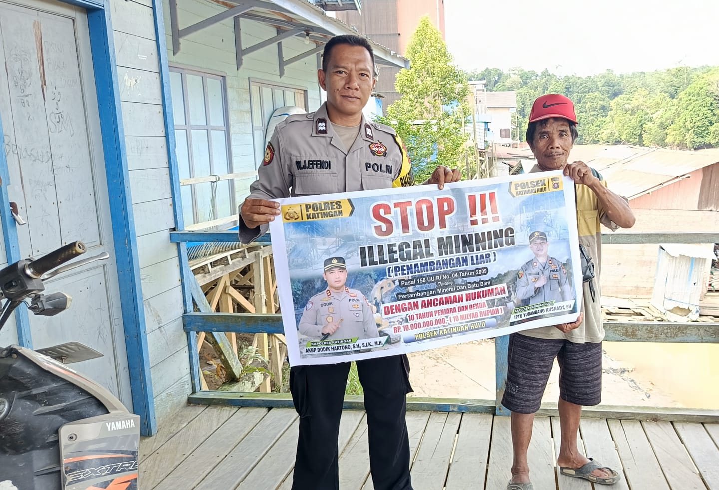 Upaya pencegahan Penambangan Emas Tanpa Ijin (PETI) di Kecamatan Katingan Hulu dan Bukit Raya, Bhabinkamtibmas sosialisasi kepada masyarakat.