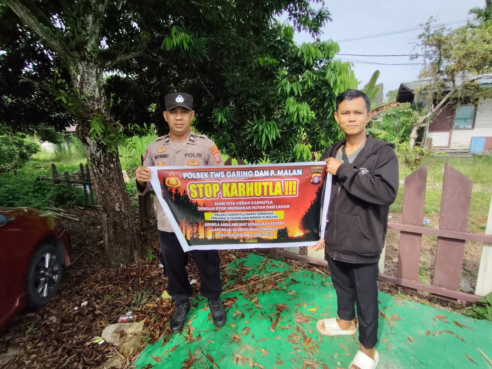 Ciptakan lingkungan sehat Polsek Tws Garing dan Pulau Malan sosialisasi Stop Karhutla.