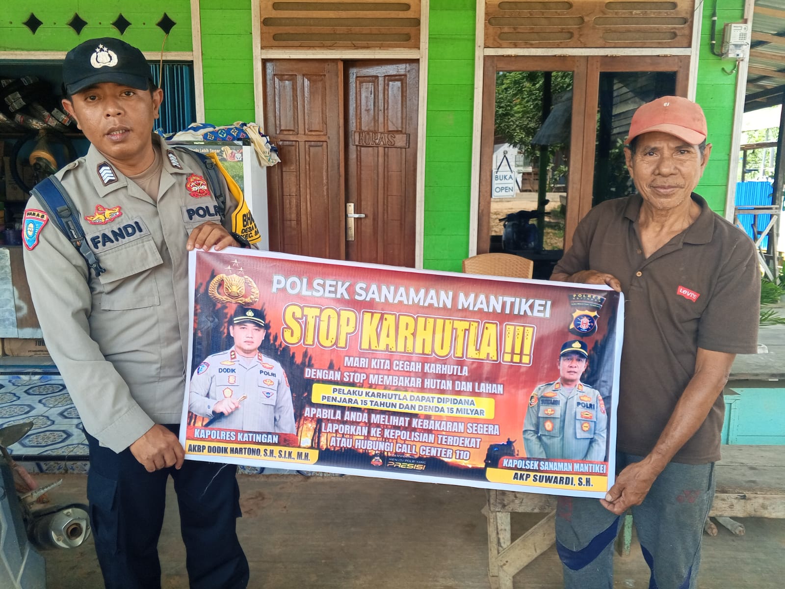 Bhabinkamtibmas Desa Rantau Bangkiang Sosialisasi imbauan tentang Karhutla