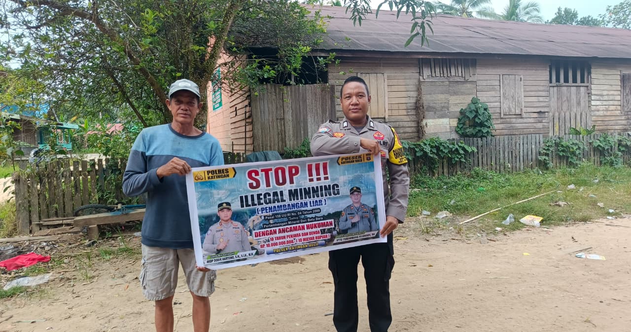 Upaya pencegahan Penambangan Emas Tanpa Ijin (PETI) di Kecamatan Katingan Hulu dan Bukit Raya, Bhabinkamtibmas sosialisasi kepada masyarakat.