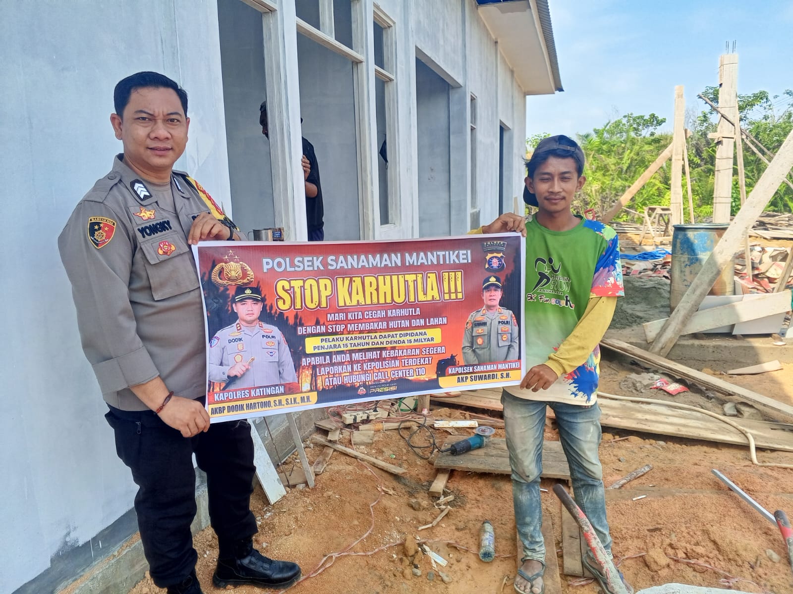 Bhabinkamtibmas Desa Tumbang Atei Sosialisasi imbauan tentang Karhutla