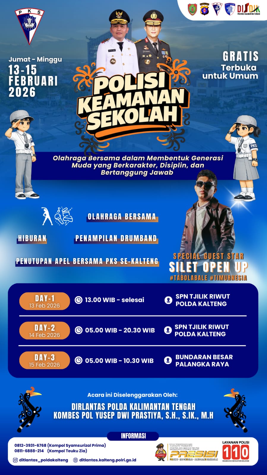 Ayo Masyarakat Kalteng Datang dan Saksikan Puncak Kegiatan Polisi Keamanan Sekolah di Bundaran Besar Palangka Raya