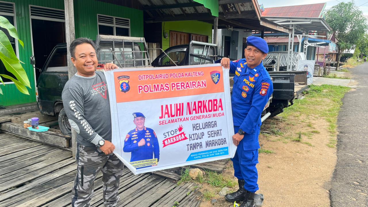 Demi mencegah potensi gangguan Kamtibmas personel Ditpolairud Polda Kalteng menghimbau masyarakat untuk jauhi narkoba