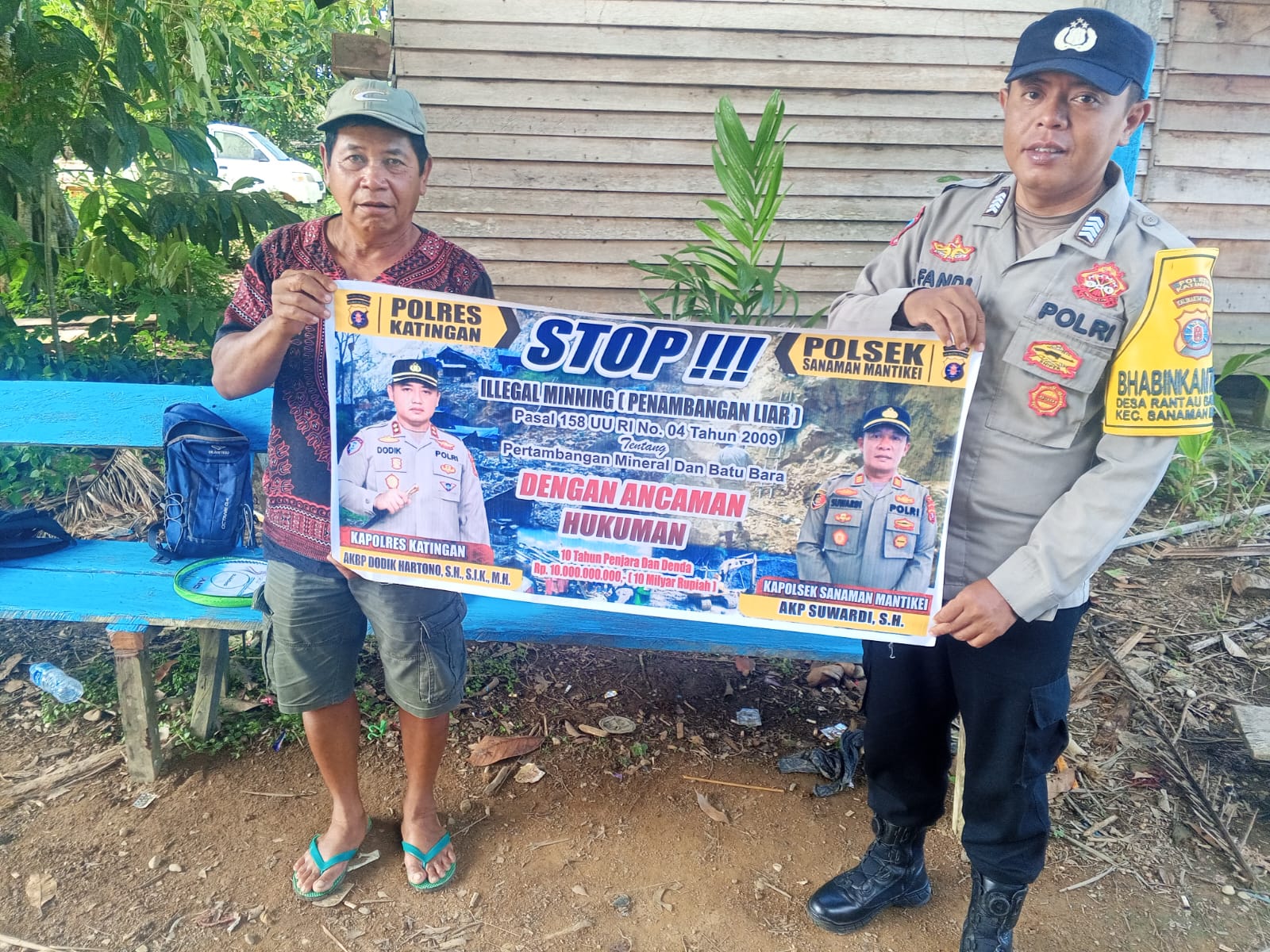 Bhabinkamtibmas Desa Bangkiang Sosialisasi tentang larangan Illegal Mining.