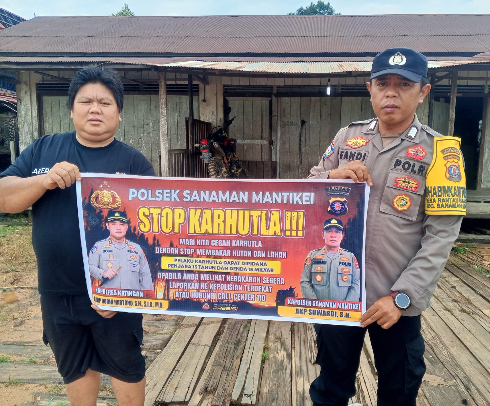 Bhabinkamtibmas Desa Rantau Bangkiang Sosialisasi imbauan tentang Karhutla