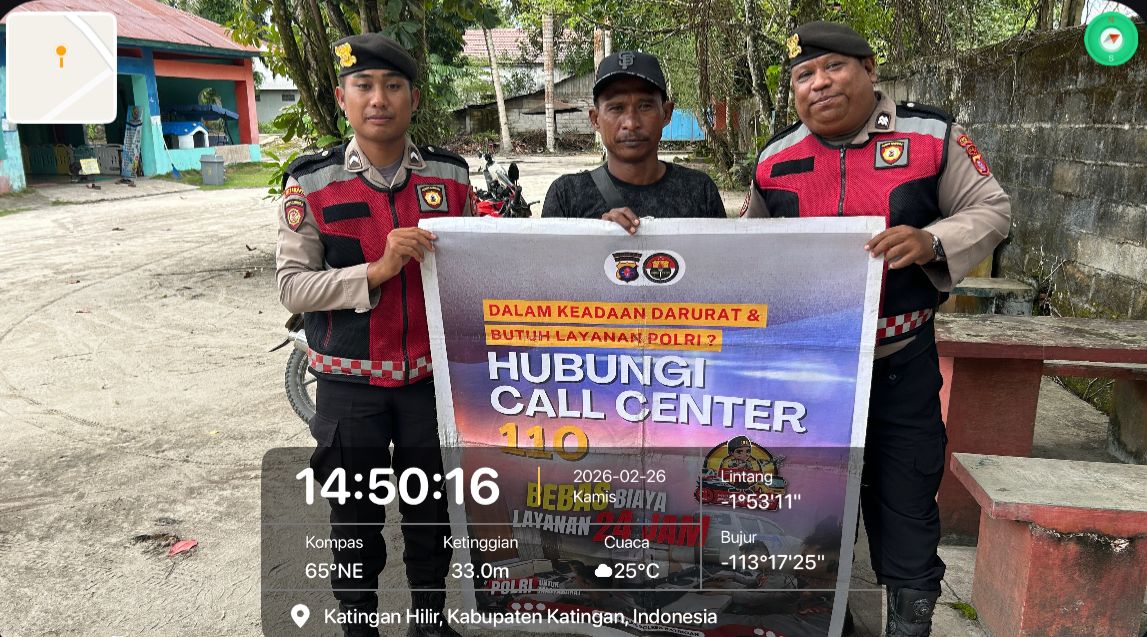 Personel Sat Samapta Polres Katingan Sosialisasikan Call Center 110 Polri kepada Masyarakat.