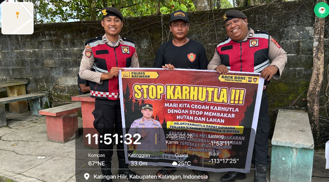 Personel Samapta Polres Katingan Gencar Sosialisasi Karhutla kepada Masyarakat.