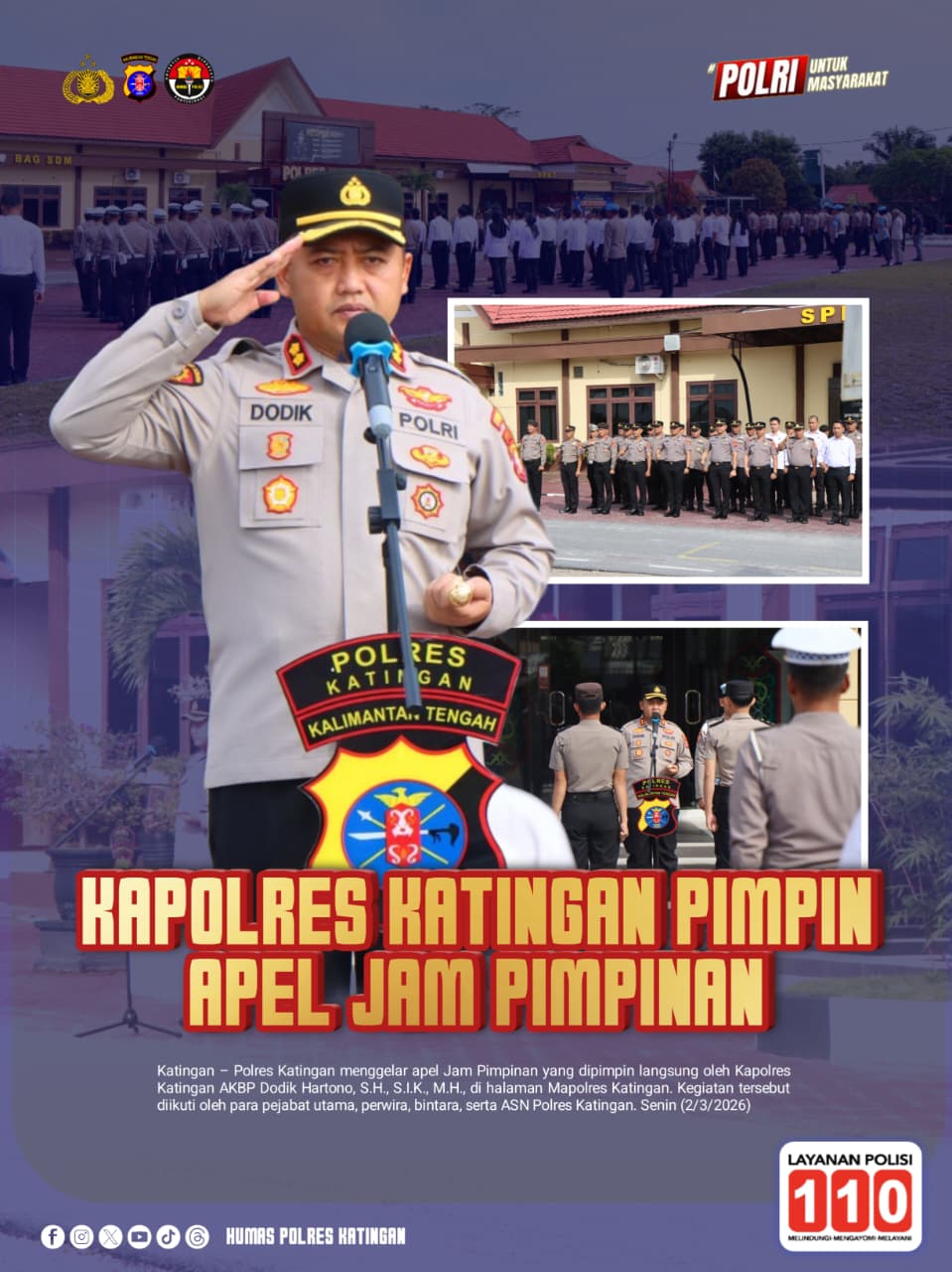 Kapolres Katingan Pimpin Apel Jam Pimpinan