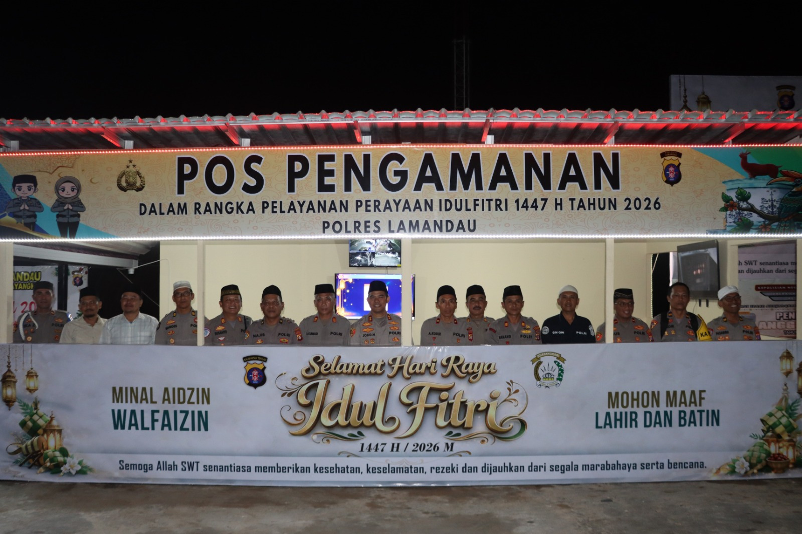 Kapolres Lamandau Bersama Jajaran Tinjau Pos Pengamanan Polsek Delang dan Buka Puasa Bersama