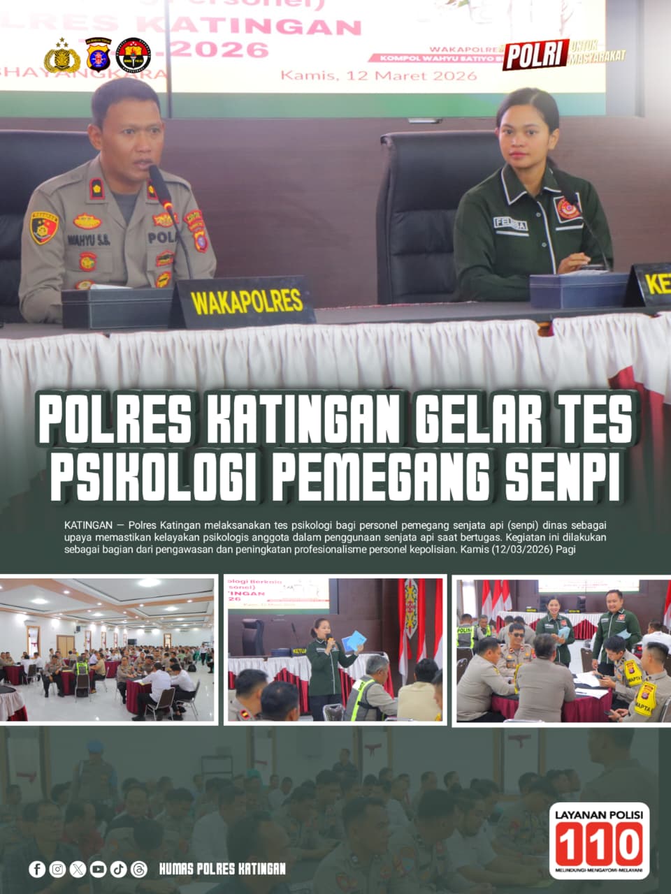 Polres Katingan Gelar Tes Psikologi Pemegang Senpi
