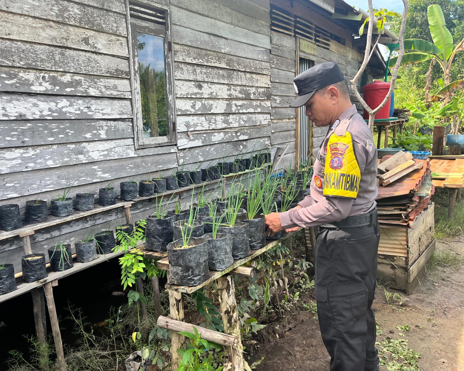 Bhabinkamtibmas Desa Kampung Tengah Sambangi Masyarakat Pemilik Pemanfaatan Lahan Pekarangan