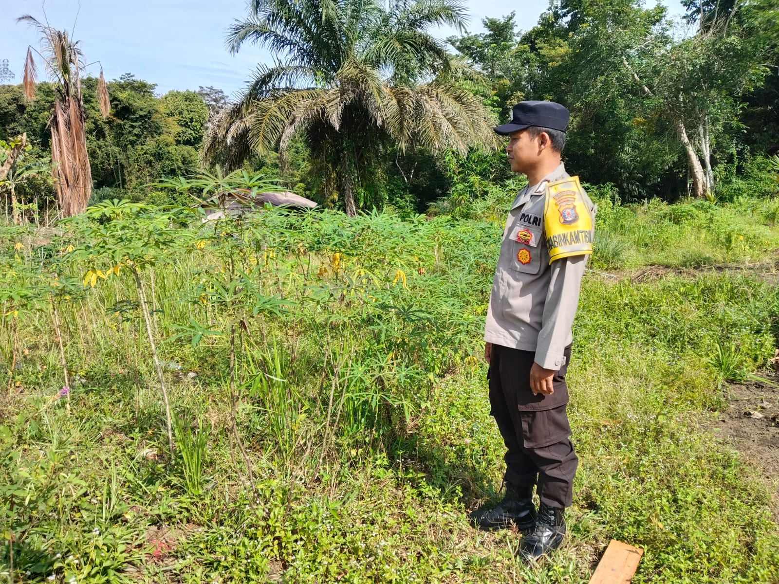 Mendukung Ketahanan Pangan, Personil Polsek sanaman mantikei Cek Lokasi Pemanfaatan Pekarangan Warga.