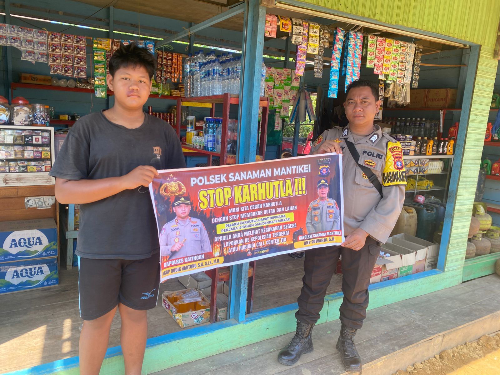 Bhabinkamtibmas Desa Tumbang Atei Sosialisasi imbauan tentang Karhutla