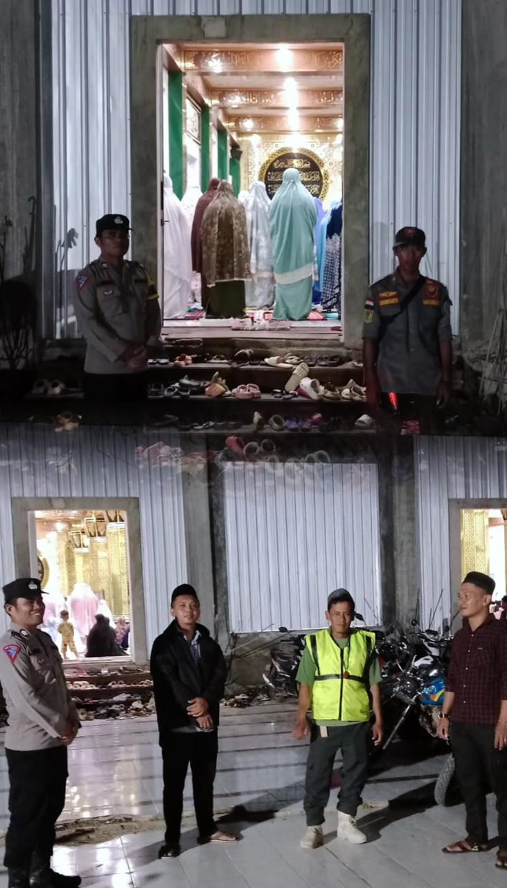 Bhabinkamtibmas Laksanakan Pengamanan Ibadah Sholat Tarawih di Masjid Baiturrahman