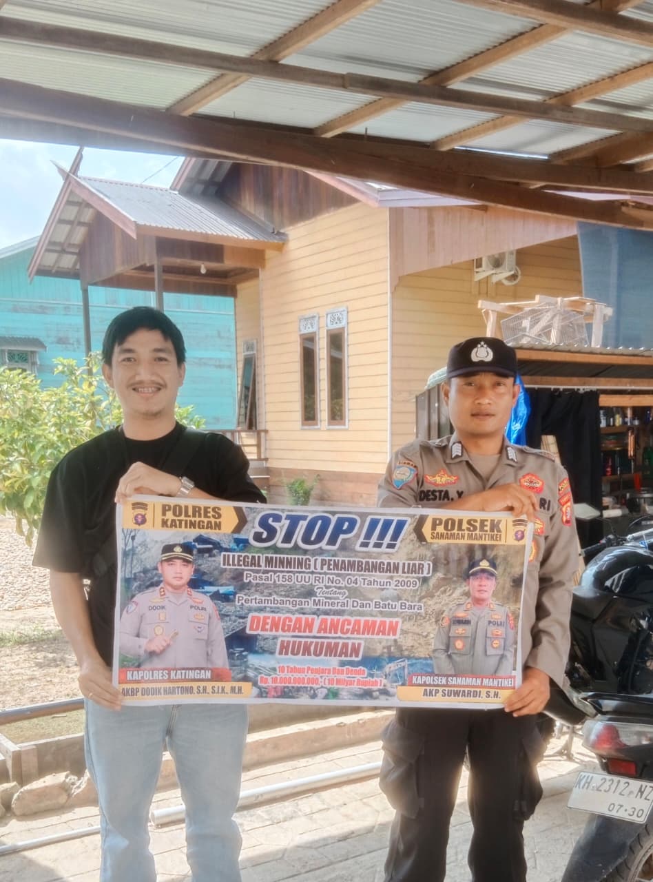 Bhabinkamtibmas Desa kamanto Sosialisasi tentang larangan Illegal Mining.