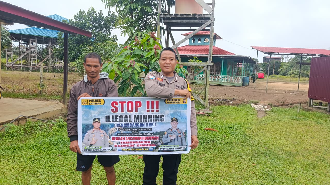 Upaya pencegahan Penambangan Emas Tanpa Ijin (PETI) di Kecamatan Katingan Hulu dan Bukit Raya, Bhabinkamtibmas sosialisasi kepada masyarakat.