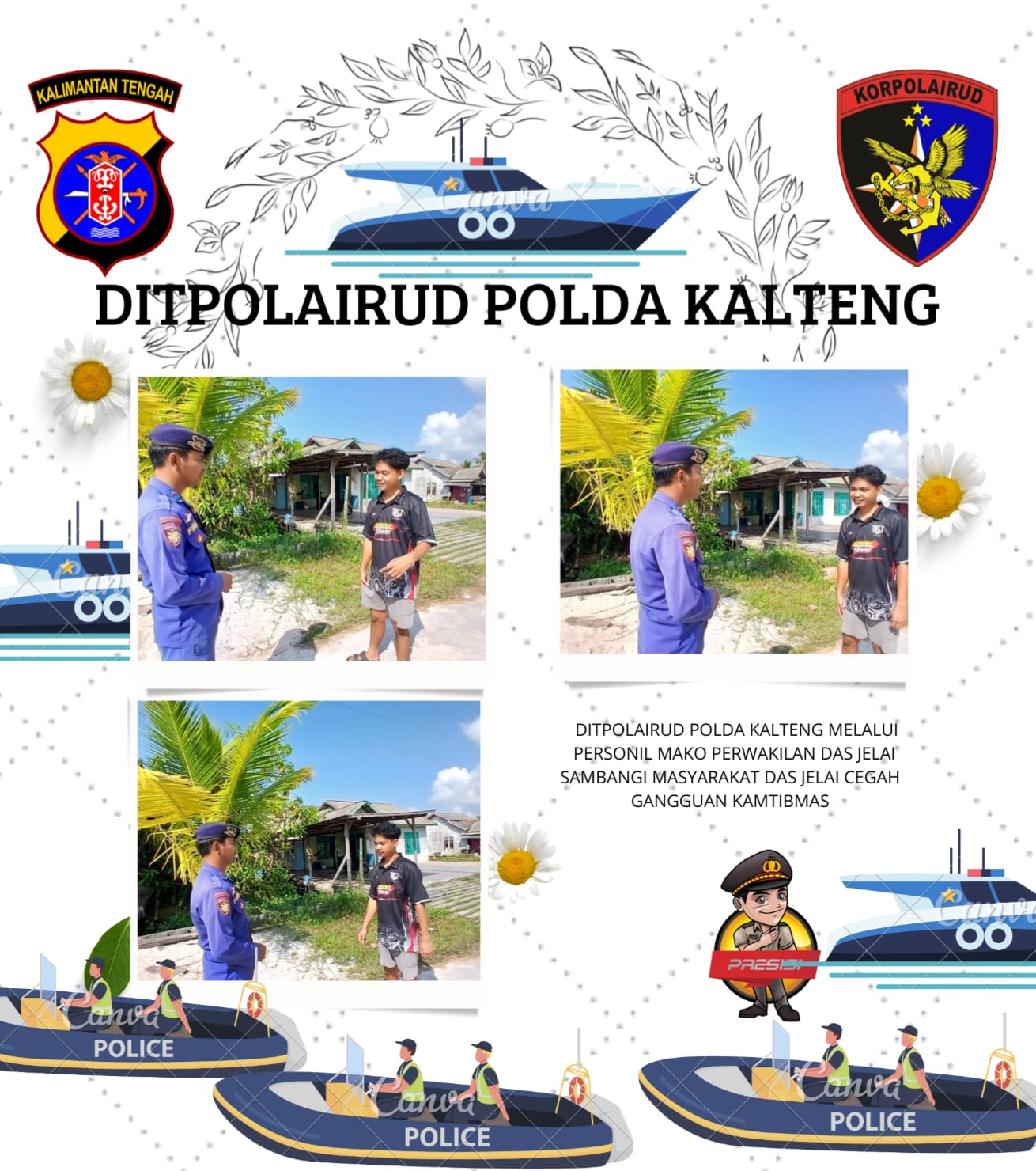 Cegah Gangguan Kamtibmas Ditpolairud Laksanakan Sambang ke masyarakat jelai.