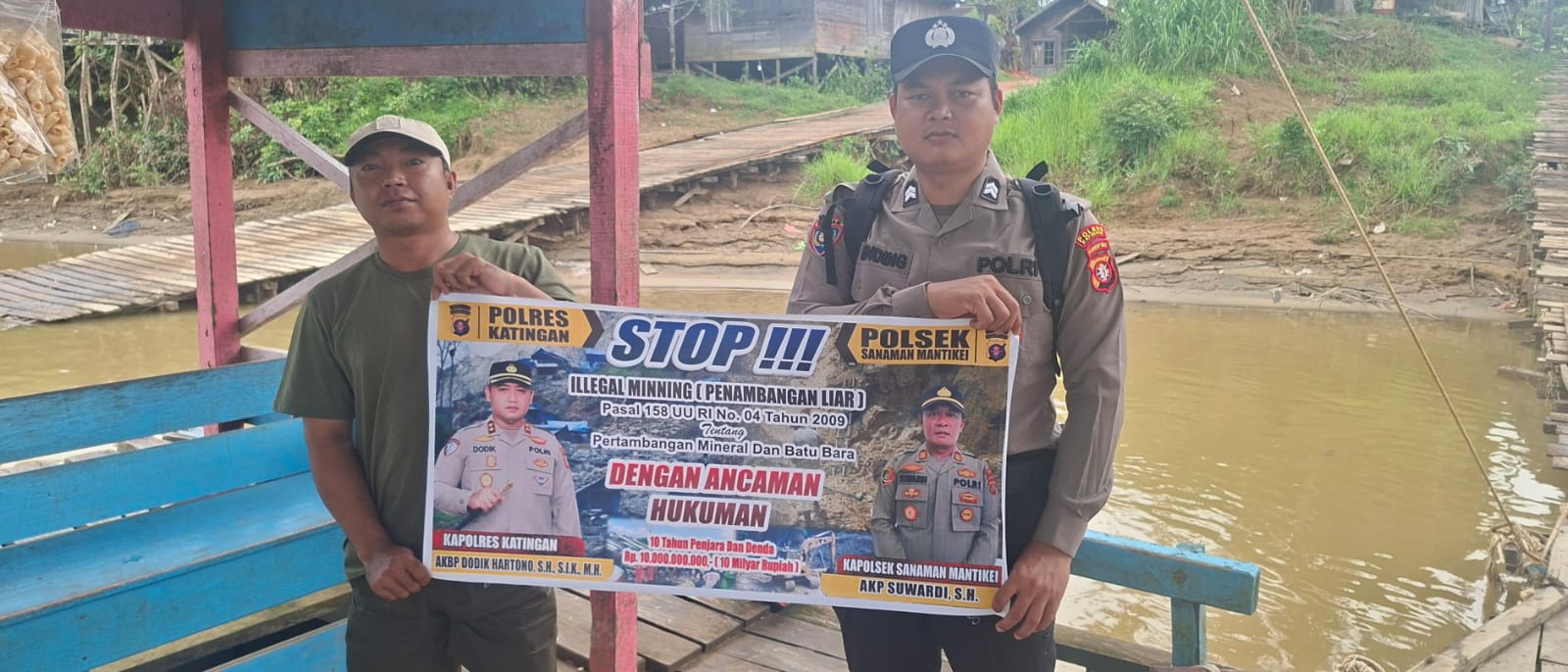 Bhabinkamtibmas Desa Tumbang Baraoi Sosialisasi tentang larangan Ilegal Mining.