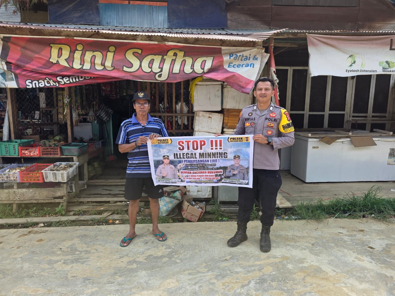 Bhabinkamtibmas Kec. Katingan Hulu dan Bukit Raya Sosialisasi tentang larangan Ilegal Mining.