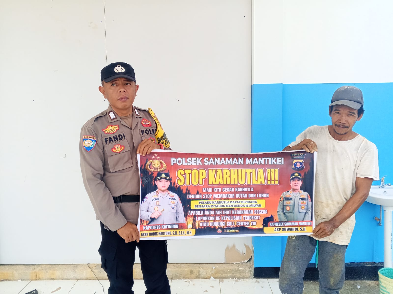 Bhabinkamtibmas Desa Rantau Bangkiang Sosialisasi imbauan tentang Karhutla