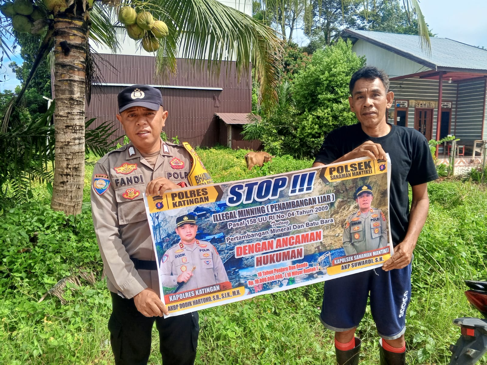 Bhabinkamtibmas Desa Bangkiang Sosialisasi tentang larangan Illegal Mining.