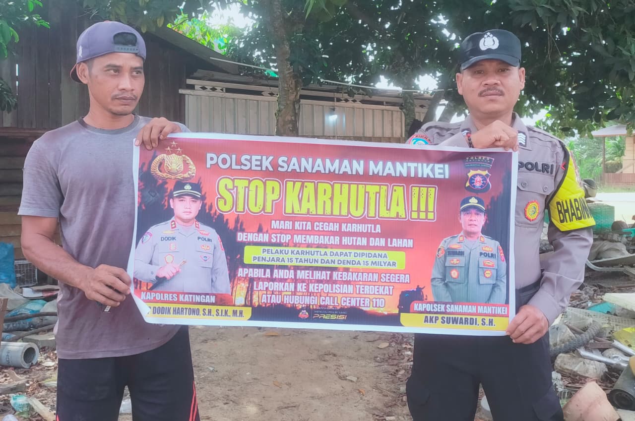 Bhabinkamtibmas Desa Tumbang Labehu Sosialisasi imbauan tentang Karhutla