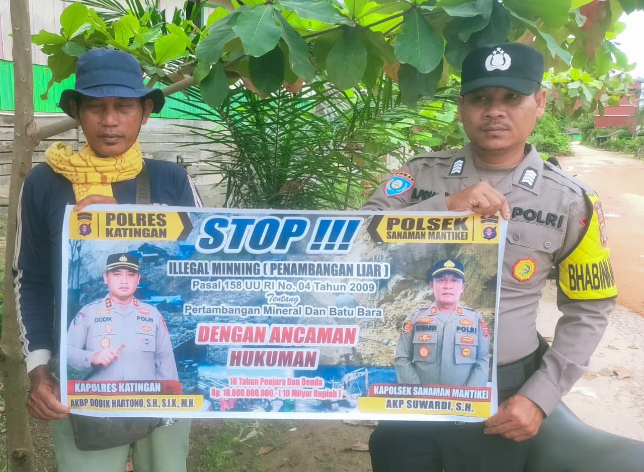 Bhabinkamtibmas Desa Tumbang Labehu Sosialisasi tentang larangan Ilegal Minning.