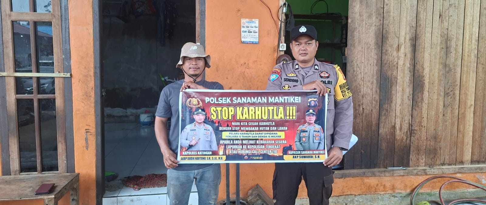 Bhabinkamtibmas Desa Tumbang Baraoi Sosialisasi imbauan tentang Karhutla