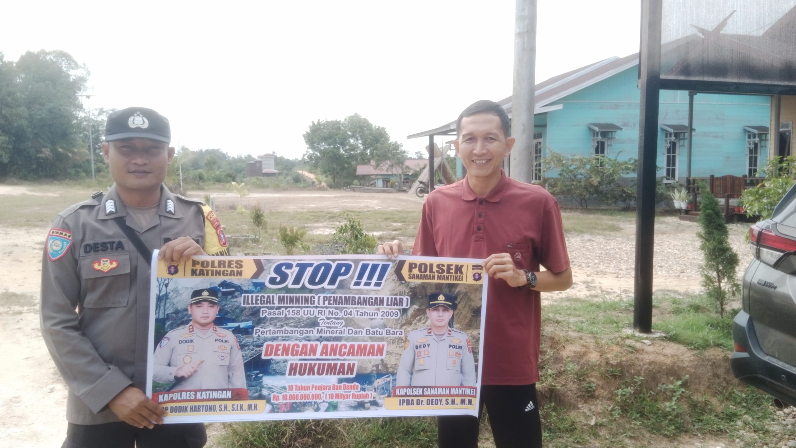 Bhabinkamtibmas Desa kamanto Sosialisasi tentang larangan Illegal Mining.